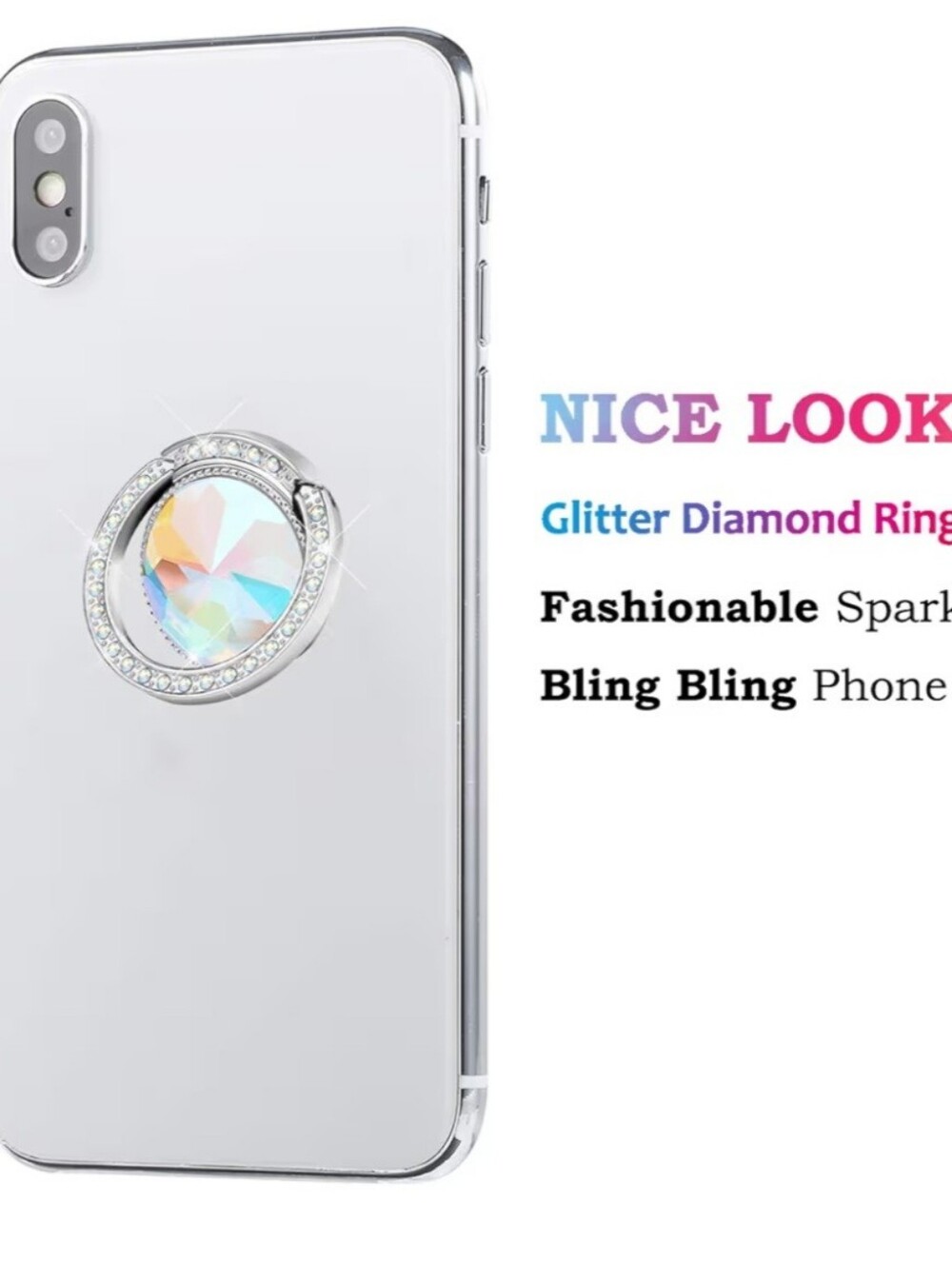Rhinestone Iridescent PopSocket-Style Phone Grip - Picture 3 of 6